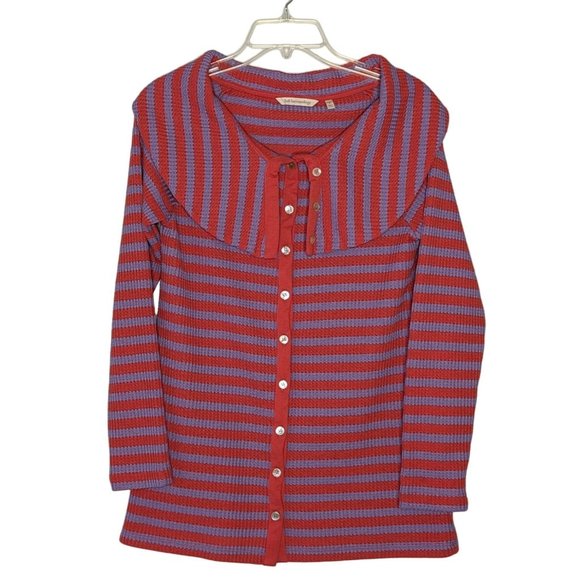 Soft Surroundings Sweaters - Soft Surroundings long sleeve‎ button front striped purple pink light sweater S